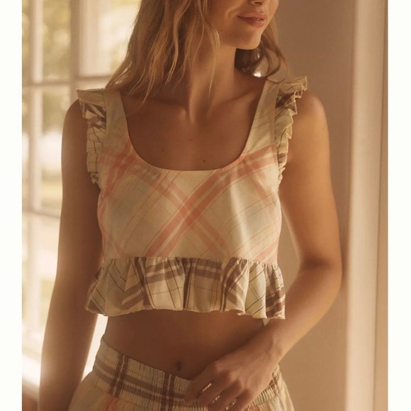 Anthropologie Lyrebird Ruffle Flannel PJ Set - Picture 3 of 4